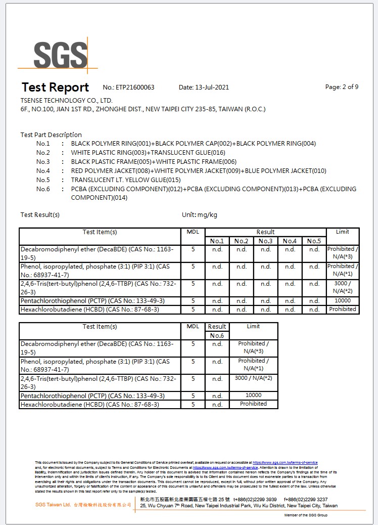 TSCA 檢測報告 2